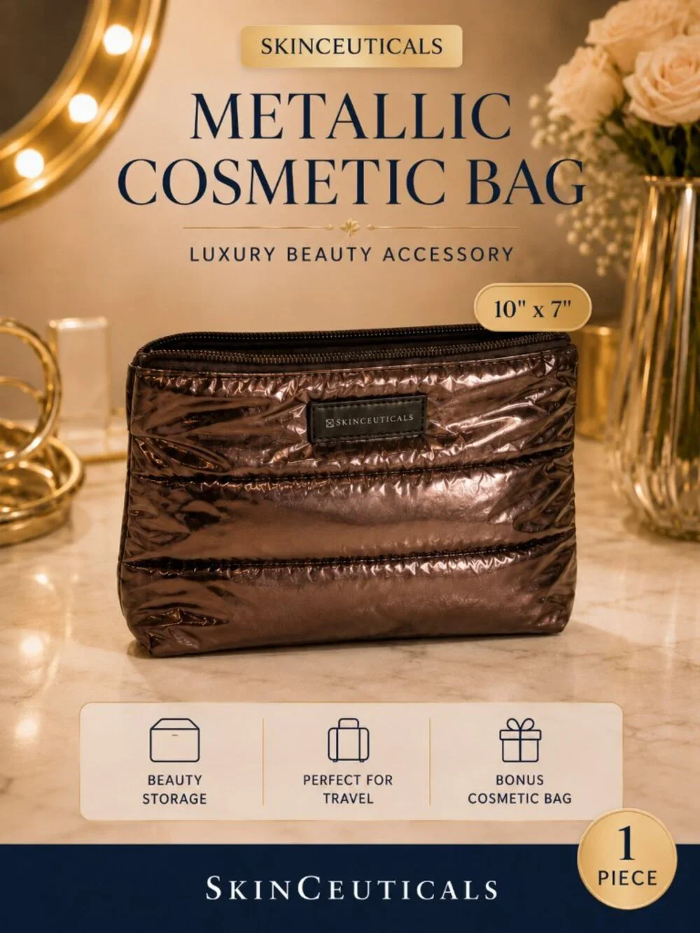 Lancôme 5-Pc Skincare Makeup Set + SkinCeuticals Cosmetic Bag